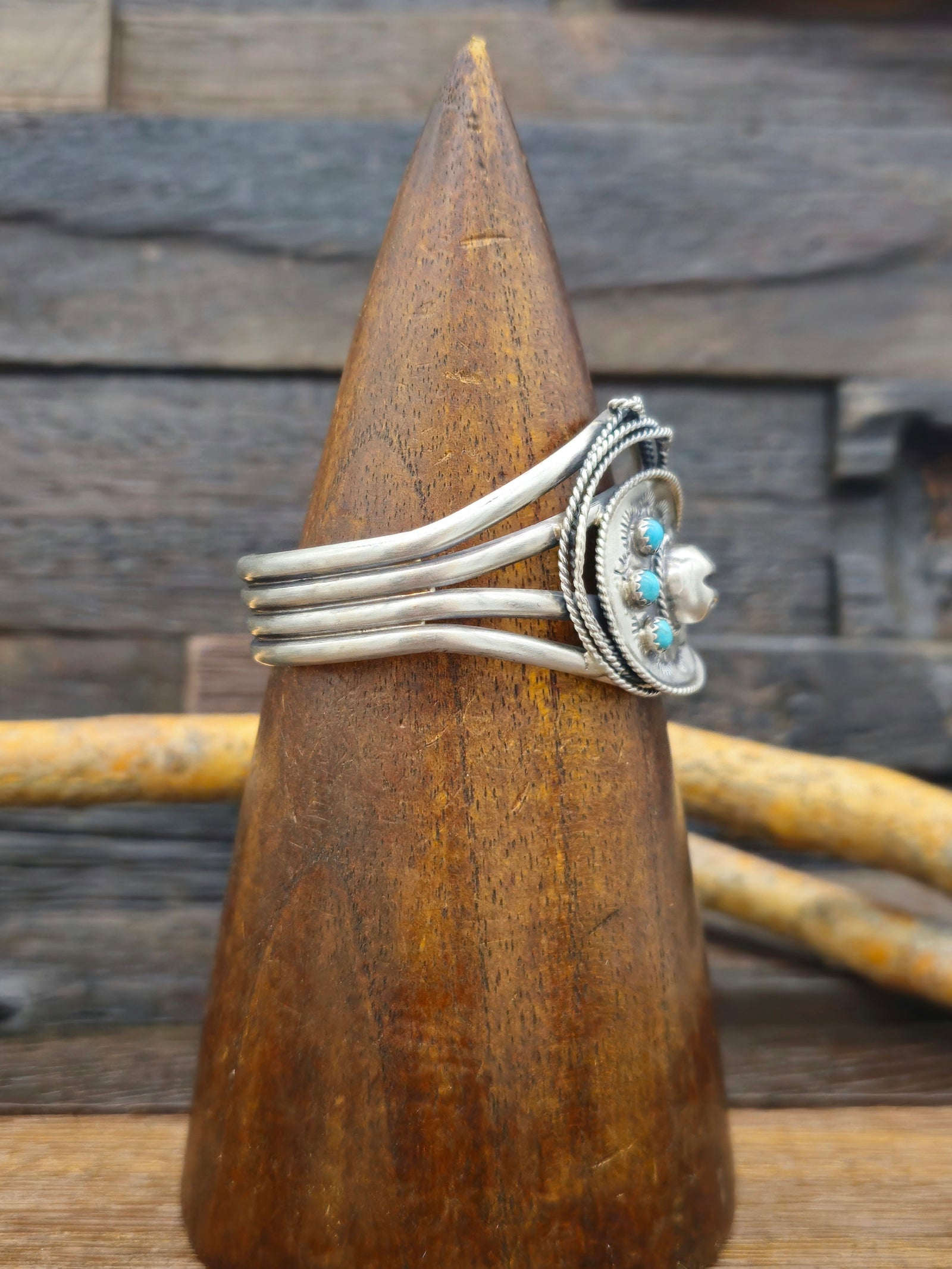 Sterling Silver Cowboy Hat and Lasso  Bracelet by Bobby Platero