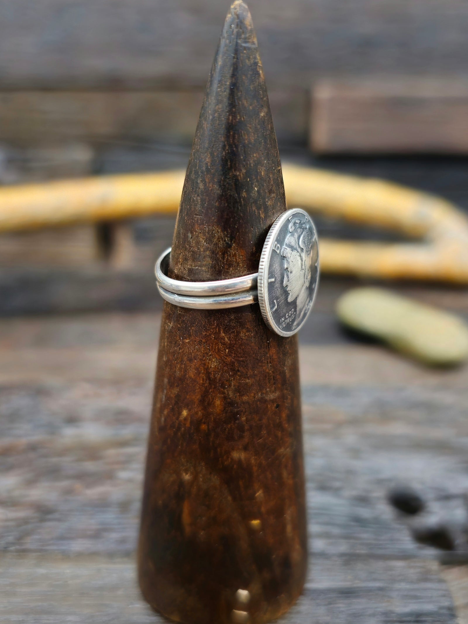 Mercury Dime Ring with Sterling Silver Band Size 10