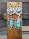 Stamped Sterling Silver Earrings with Turquoise by Albert Jake