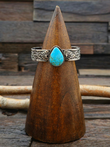 Turquoise and Leather Bracelet by J. Dale