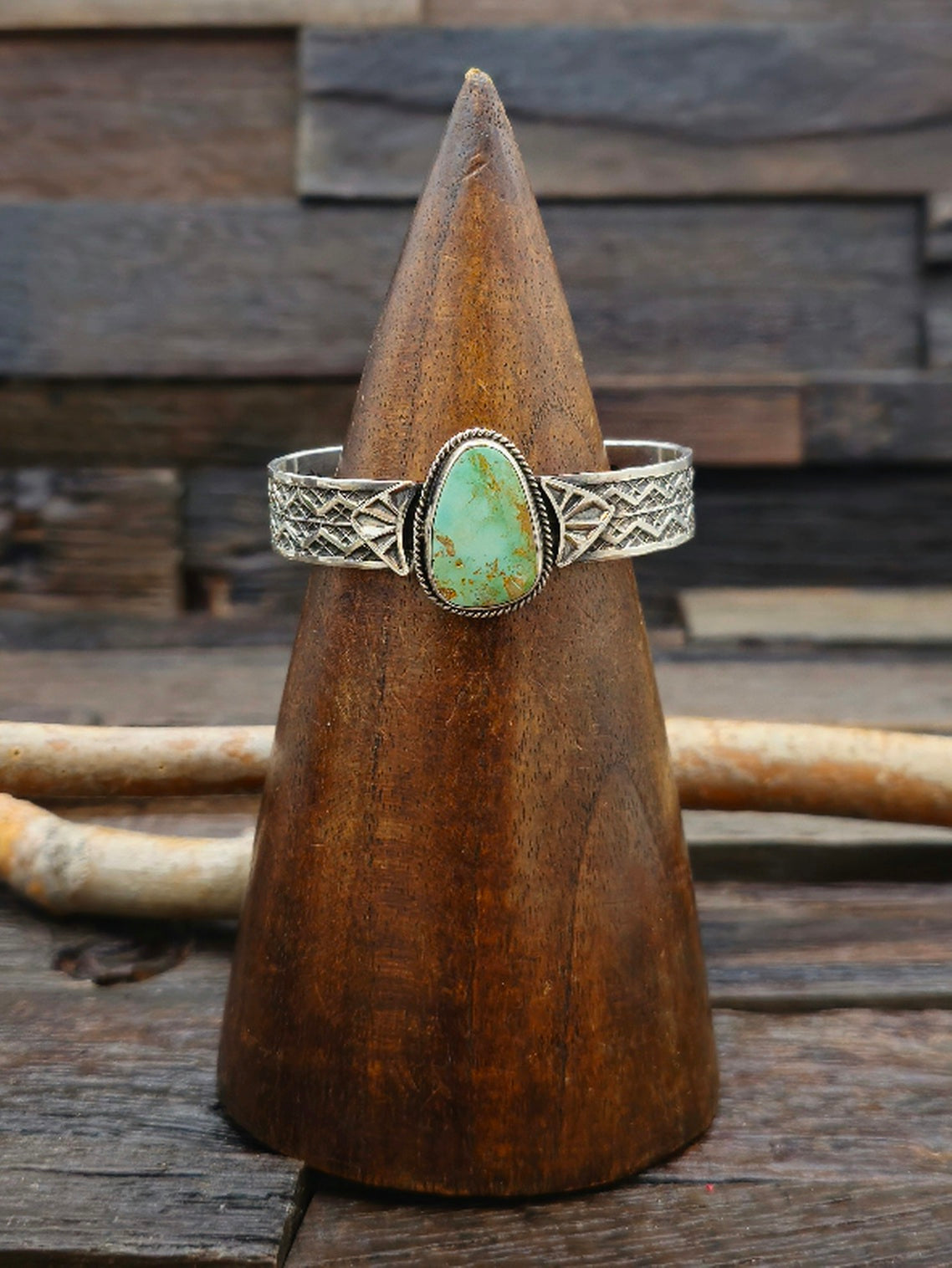 Royston Turquoise and Sterling Silver Cuff Bracelet by Sunshine Reeves 6 1/2 in.