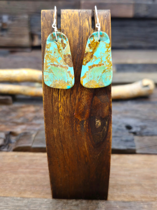 Blue/Green Turquoise Slab Earrings by Marcella Castillo
