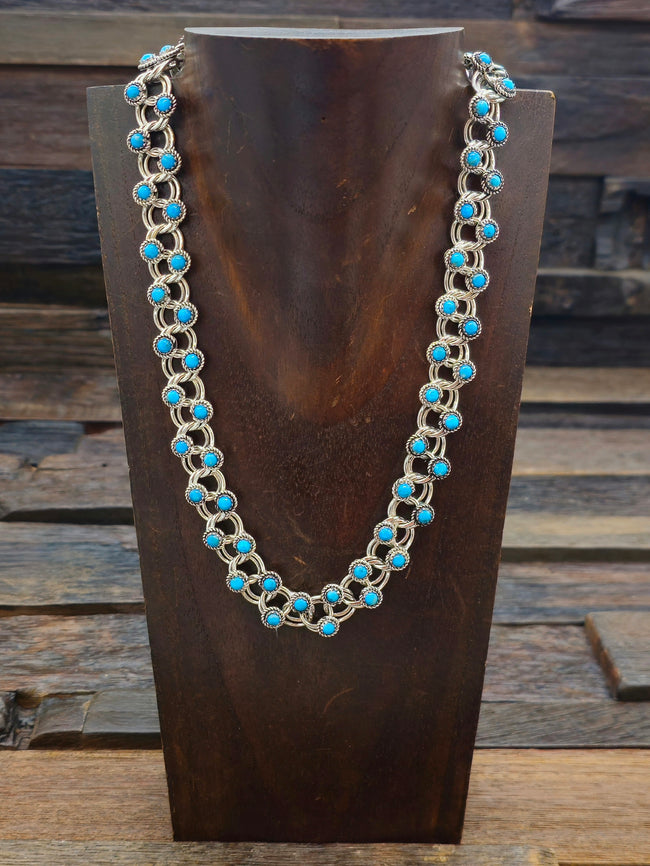 Turquoise and Sterling Silver Snake Eye Choker by Dillon Cheama