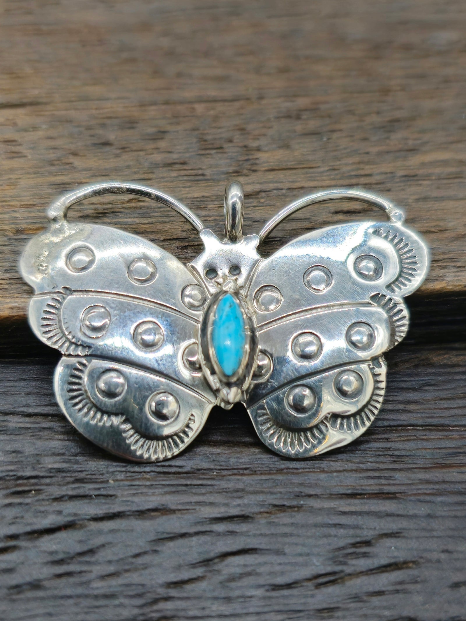 Sterling Silver and Turquoise Butterfly Pendant