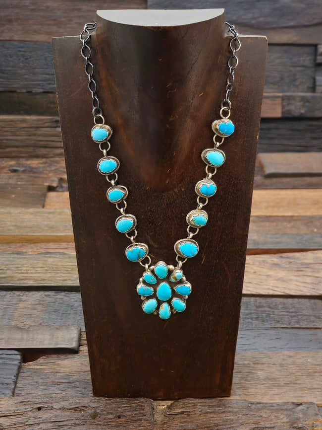 Small Kingman Turquoise Cluster Necklace by Ella Peters