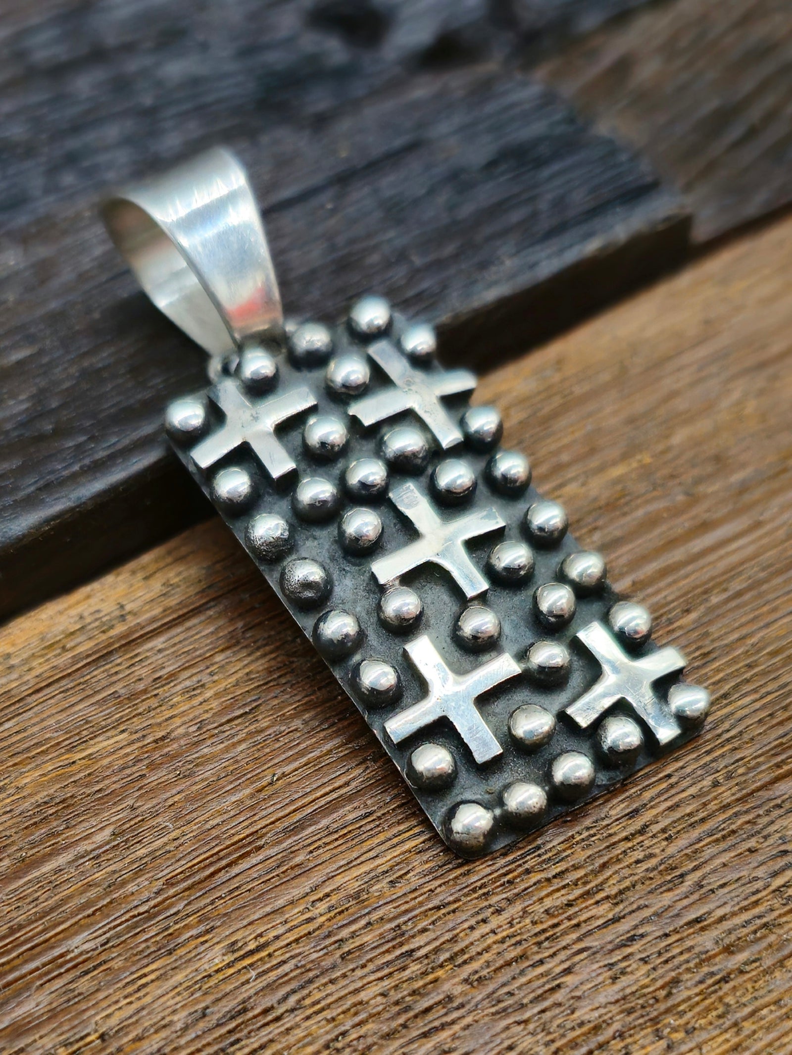 Sterling Silver Raindrop and Cross Bar Pendant by Geneva Apachito