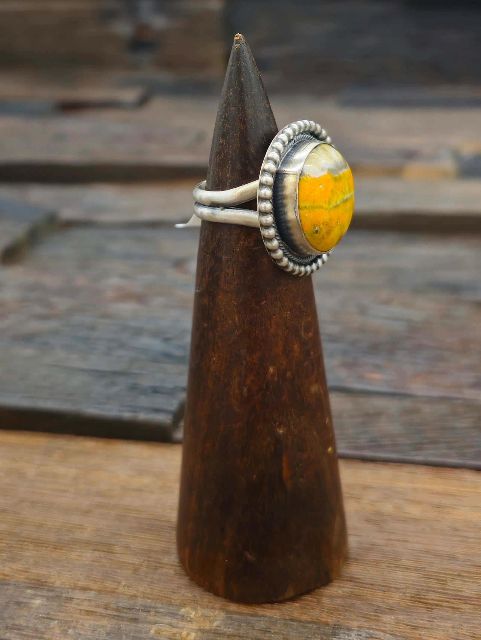 Circular Bumblebee Jasper Ring by Jameson Garcia Size 7