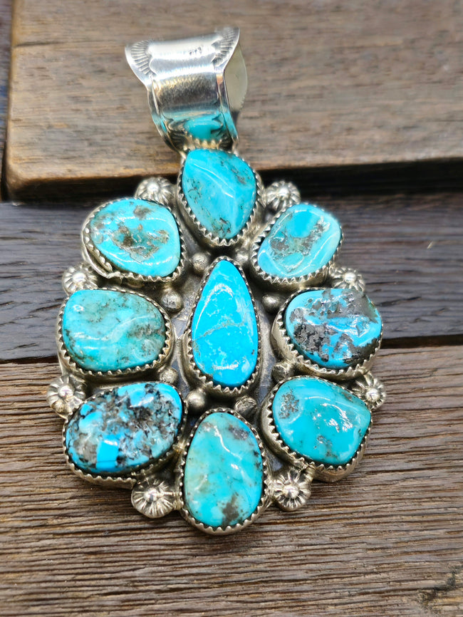 Oval Turquoise Cluster Pendant by Jeff Largo