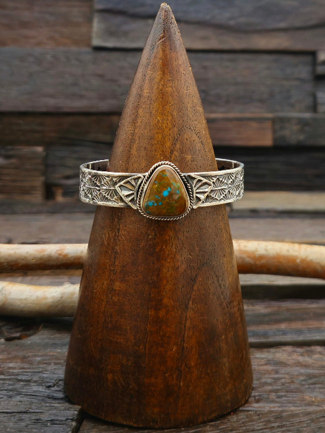 Royston Turquoise and Sterling Silver Cuff Bracelet by Sunshine Reeves 6 1/2 in.