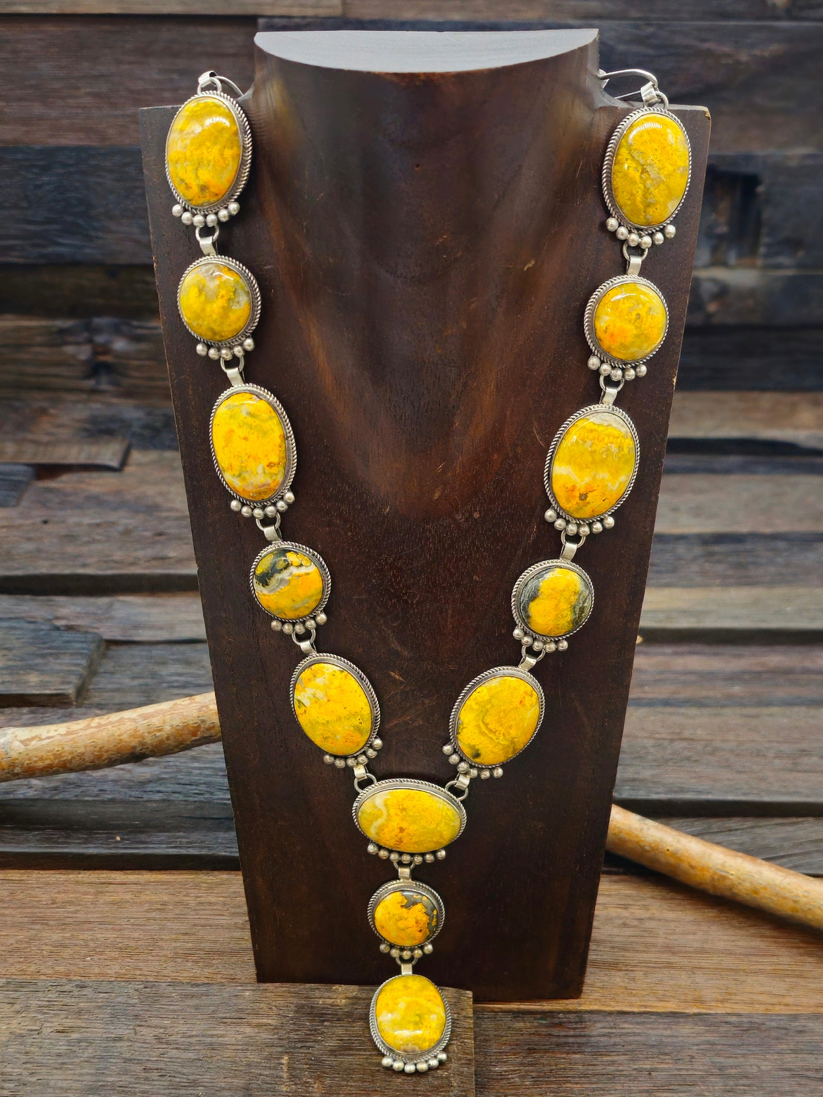 Bumblebee Jasper Lariat Necklace by Randal Enditto 24 in