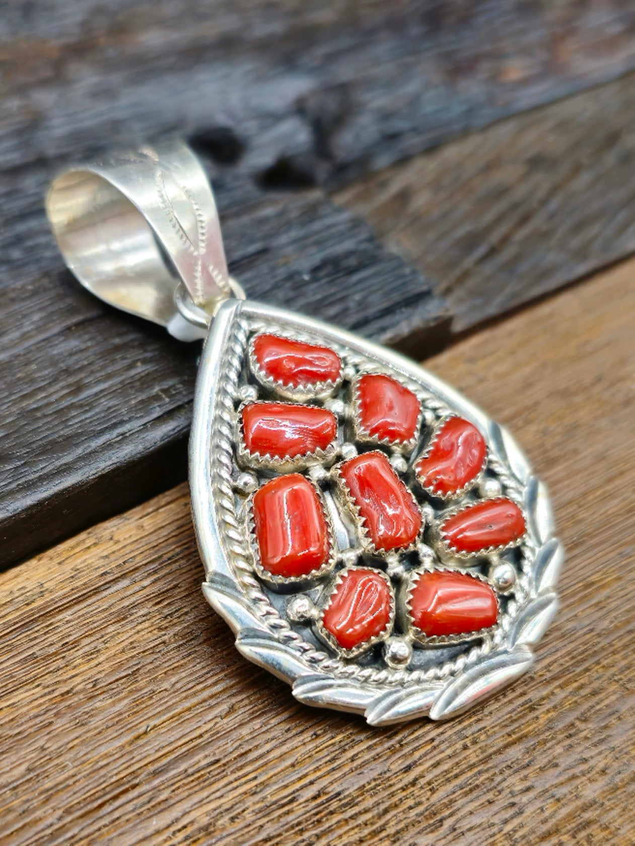 A. Spencer Teardrop Cluster Pendant Coral