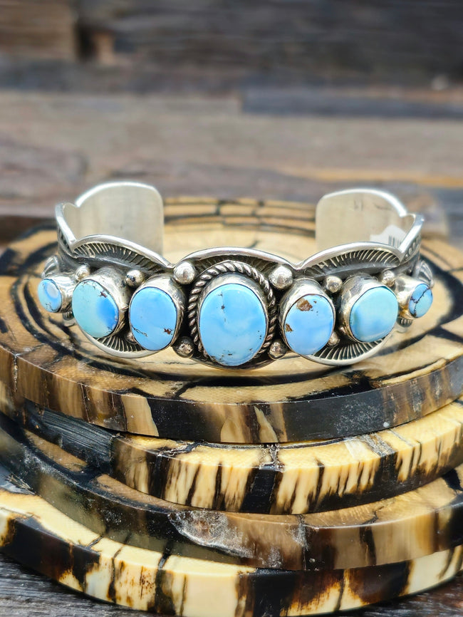 Seven Stone Golden Hills Turquoise Bracelet by Albert Jake 6 1/4 in.