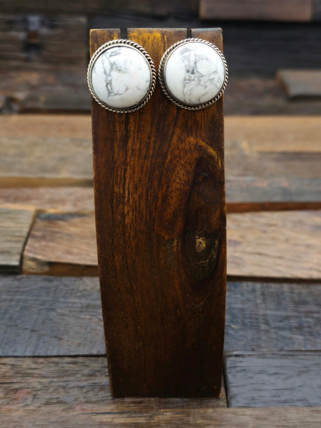 White Buffalo Post Earrings by Rosella Paxton.