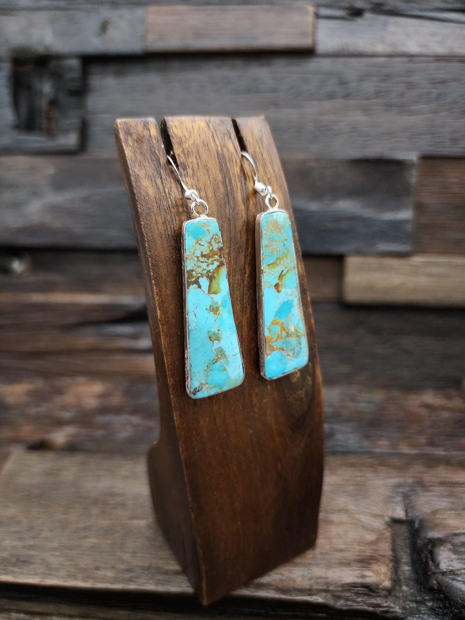 Turquoise and Sterling Silver Slab Earrings