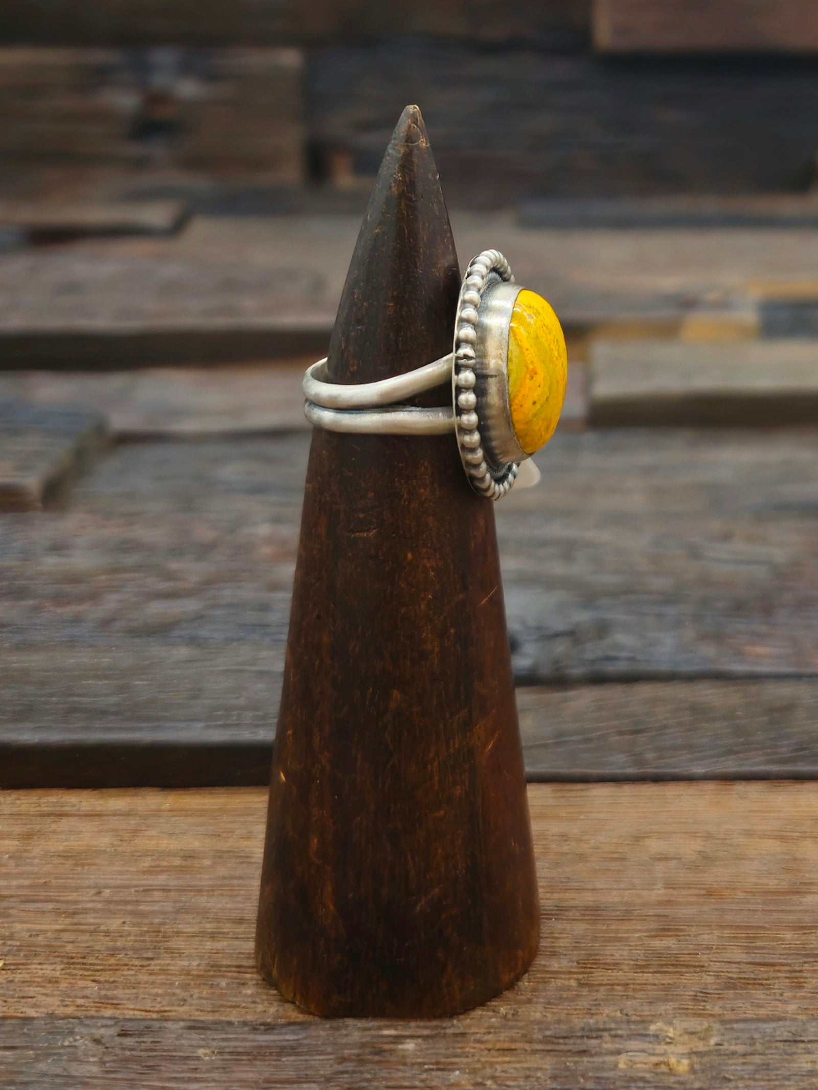 Circular Bumblebee Jasper Ring by Jameson Garcia Size 8