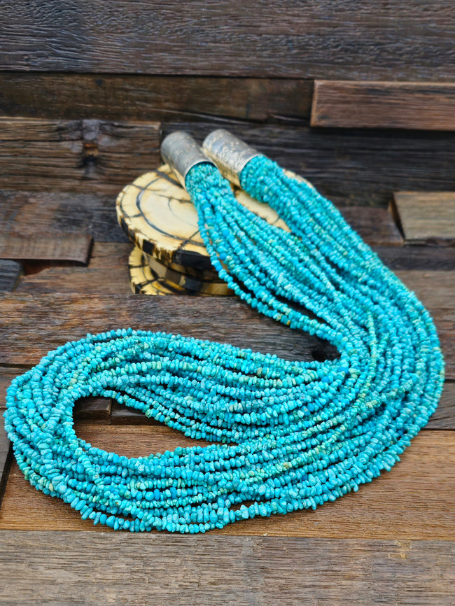 18 Strand Turquoise Stone Bead Necklace