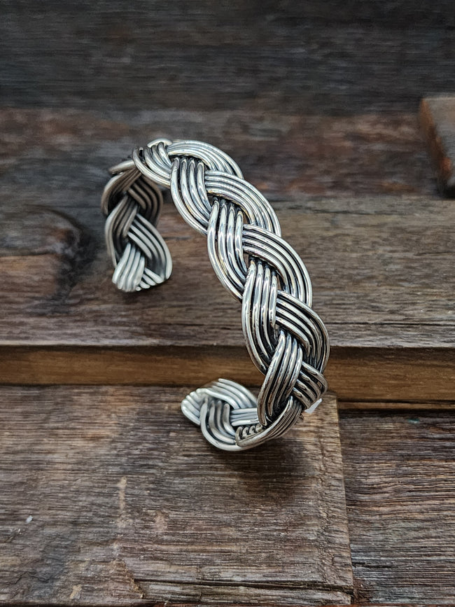 Verna Tahe Braided Silver Cuff Bracelet