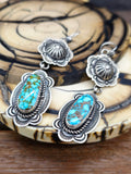 Stamped Sterling Silver Earrings with Turquoise by Albert Jake