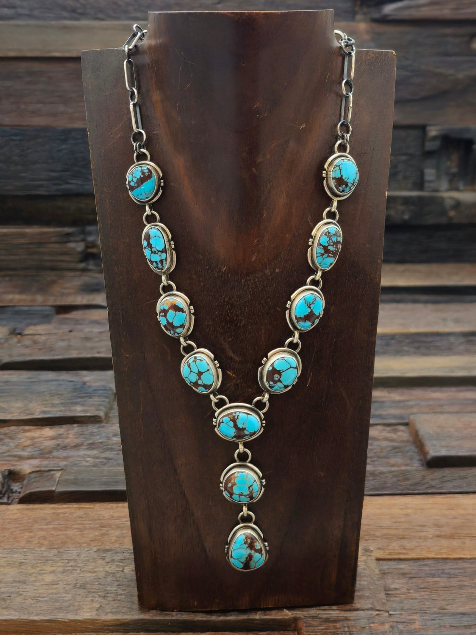 Egyptian Turquoise Lariat Necklace by Randy Billy 20 in.