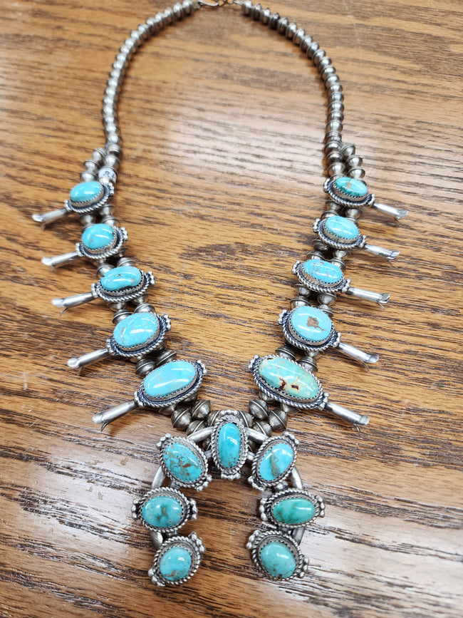 Turquoise Squash Blossom with Earrings