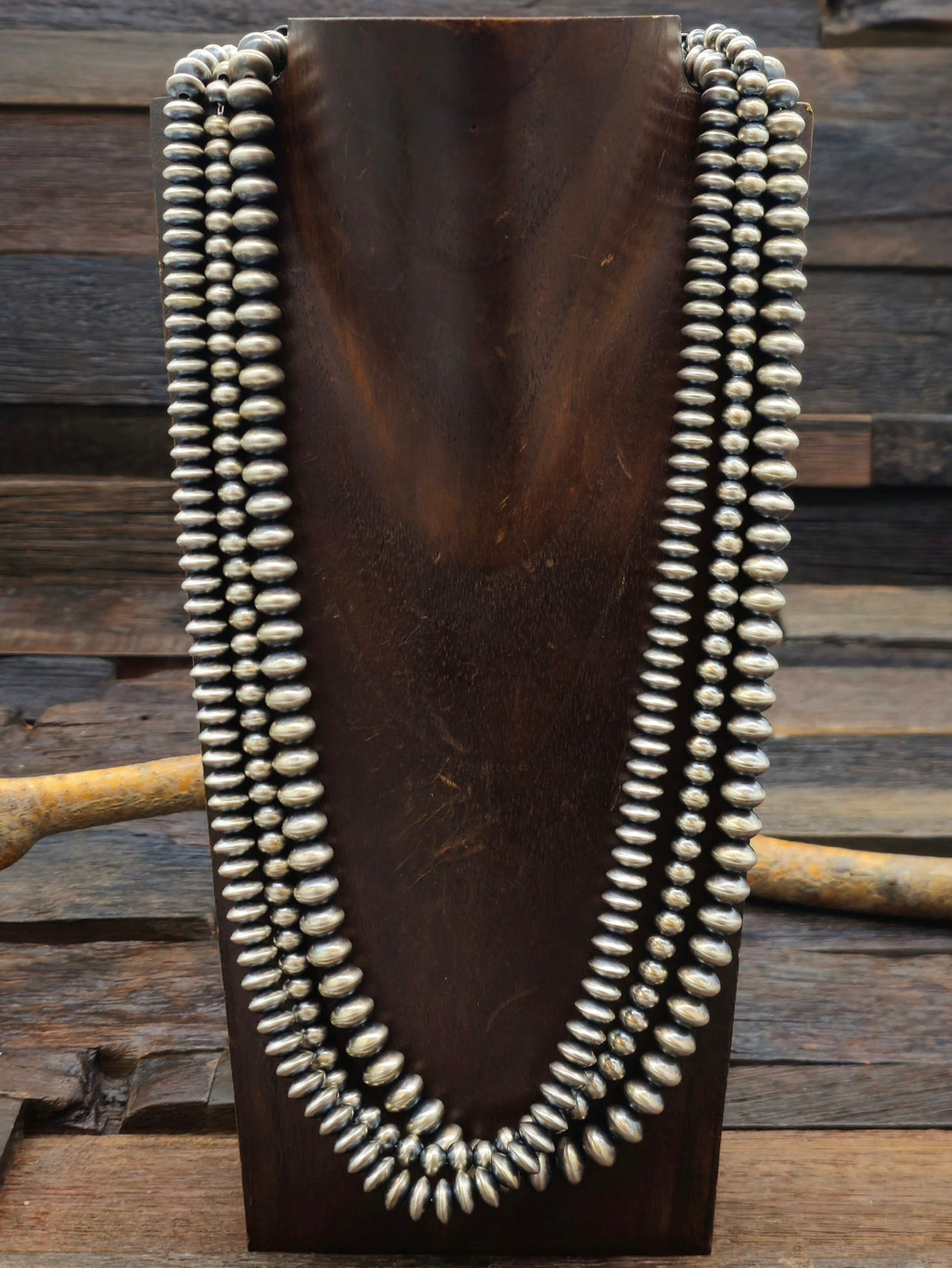 Three-Strand Navajo Pearl Necklace by Dorinda Mariano 24 in.