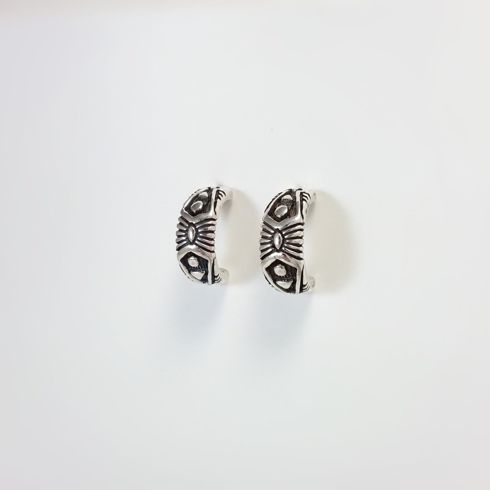 Navajo sterling silver hoop earrings. 