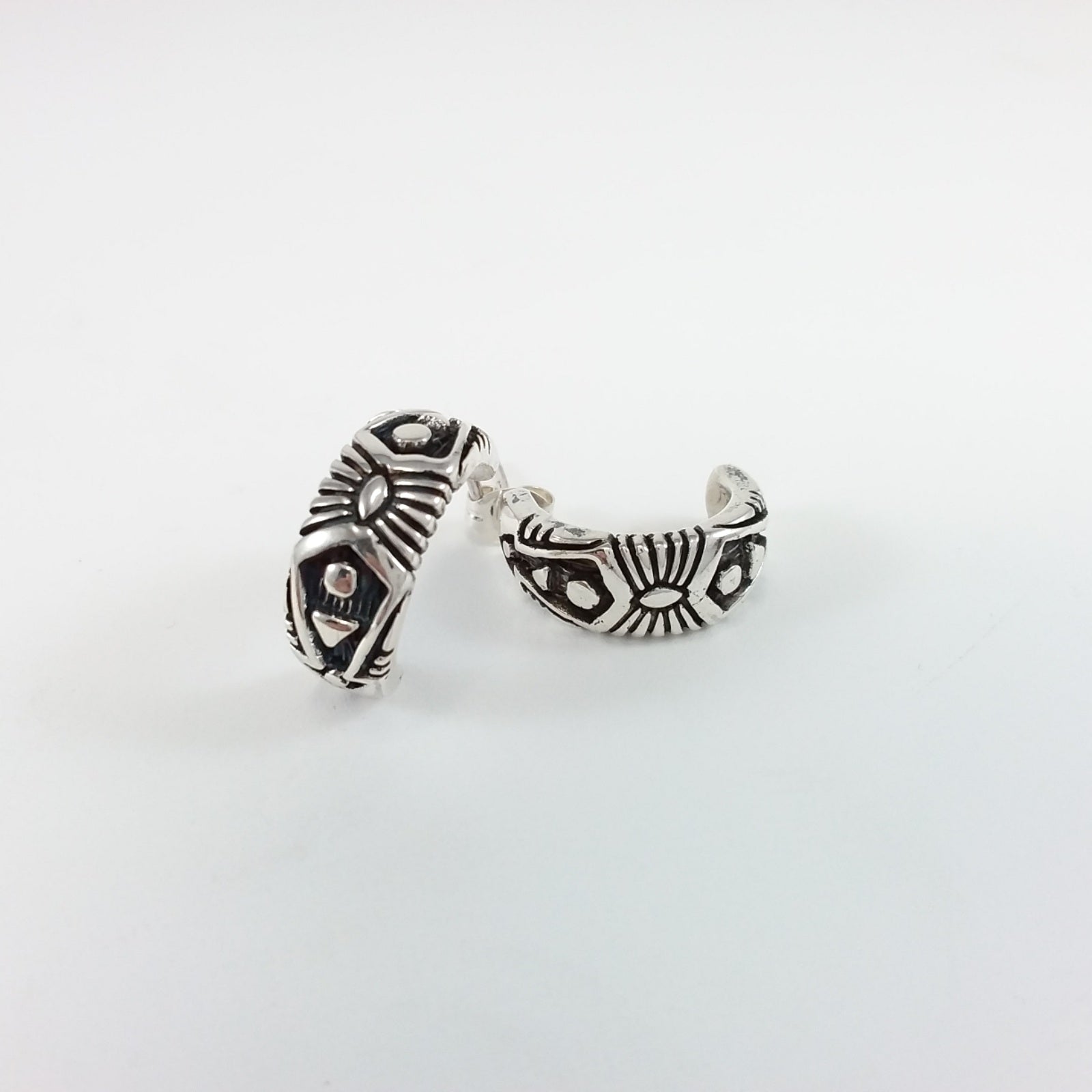 Navajo sterling silver hoop earrings. 