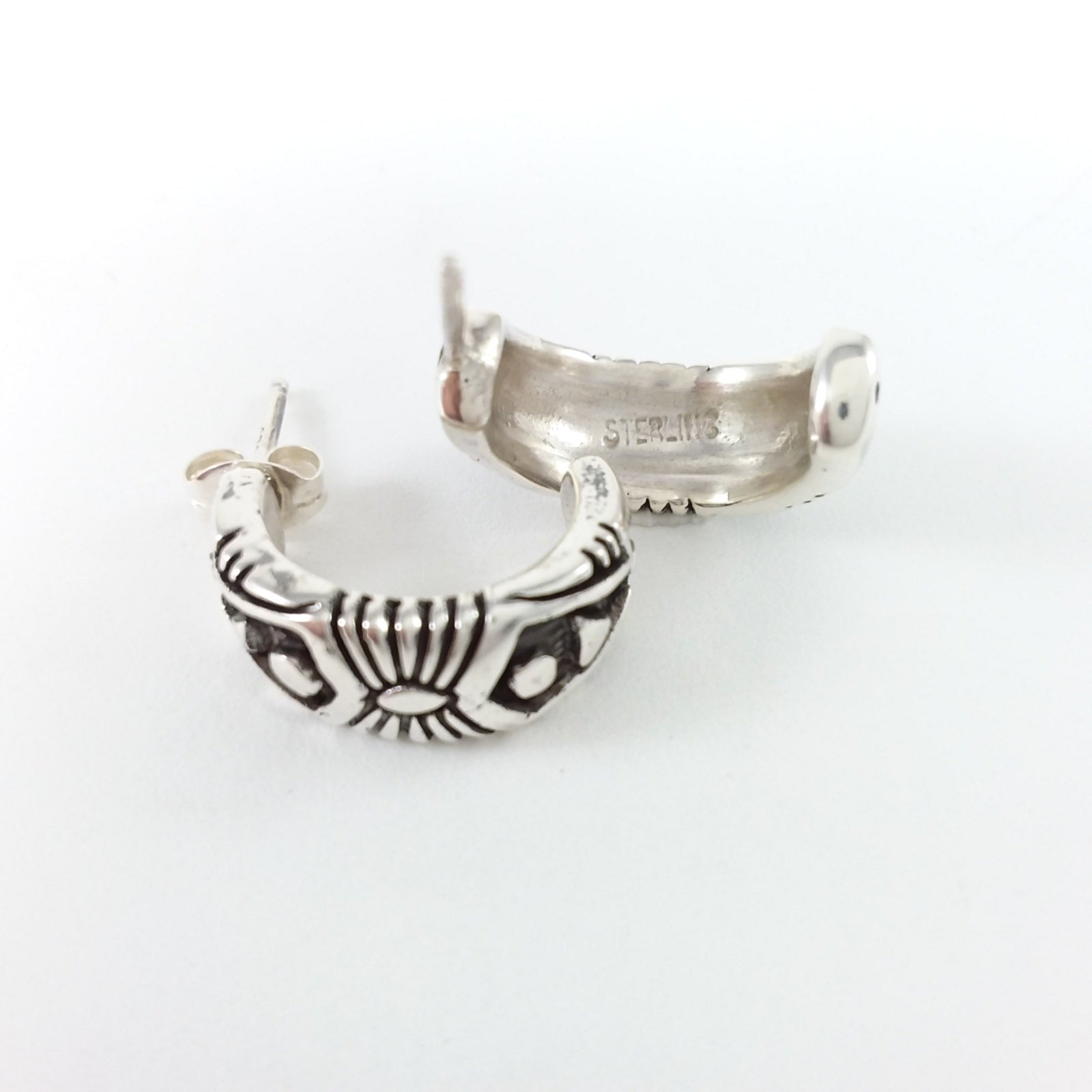 Navajo sterling silver hoop earrings. 