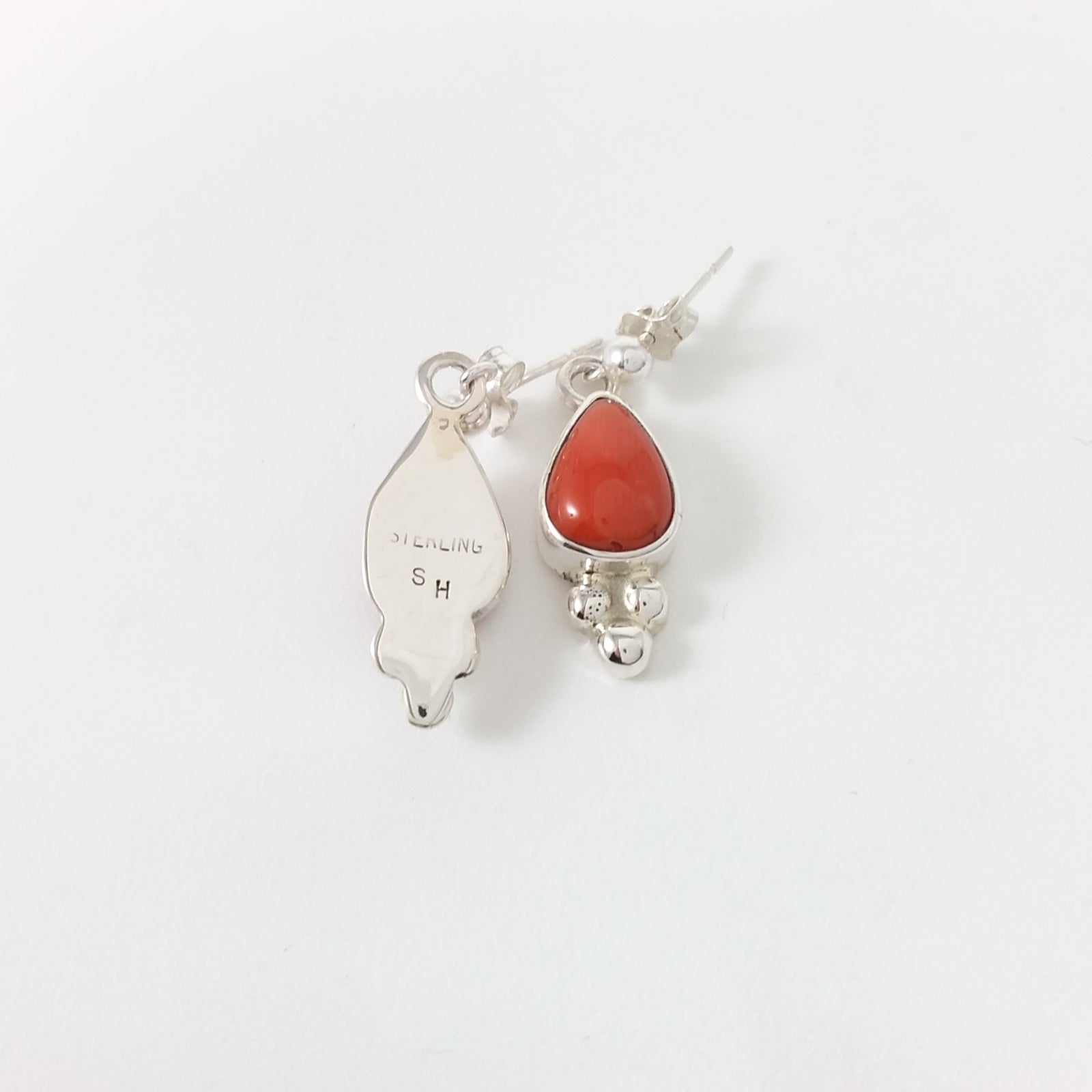 Navajo coral sterling silver earrings.