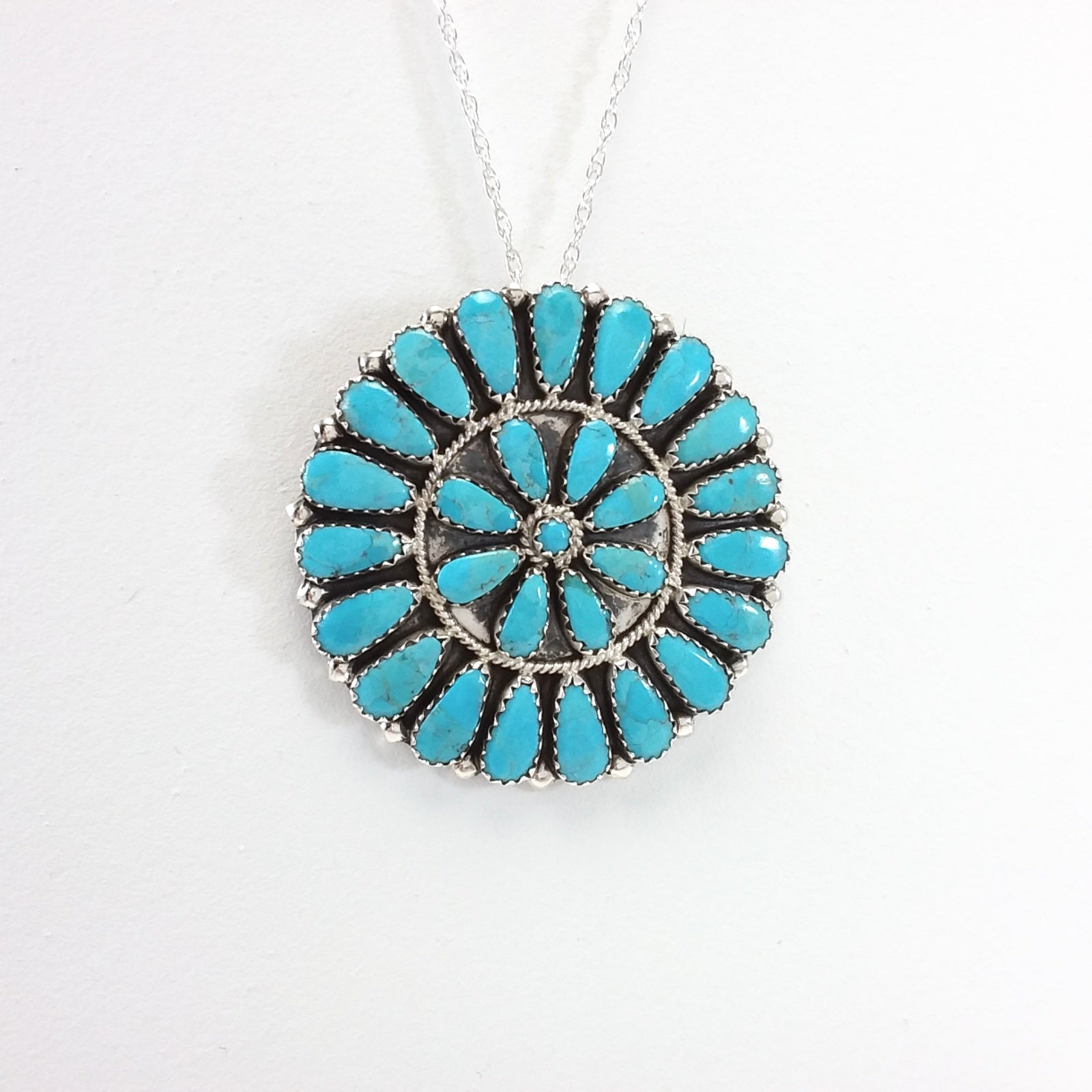 Zelda Begay turquoise sterling silver pin/pendant