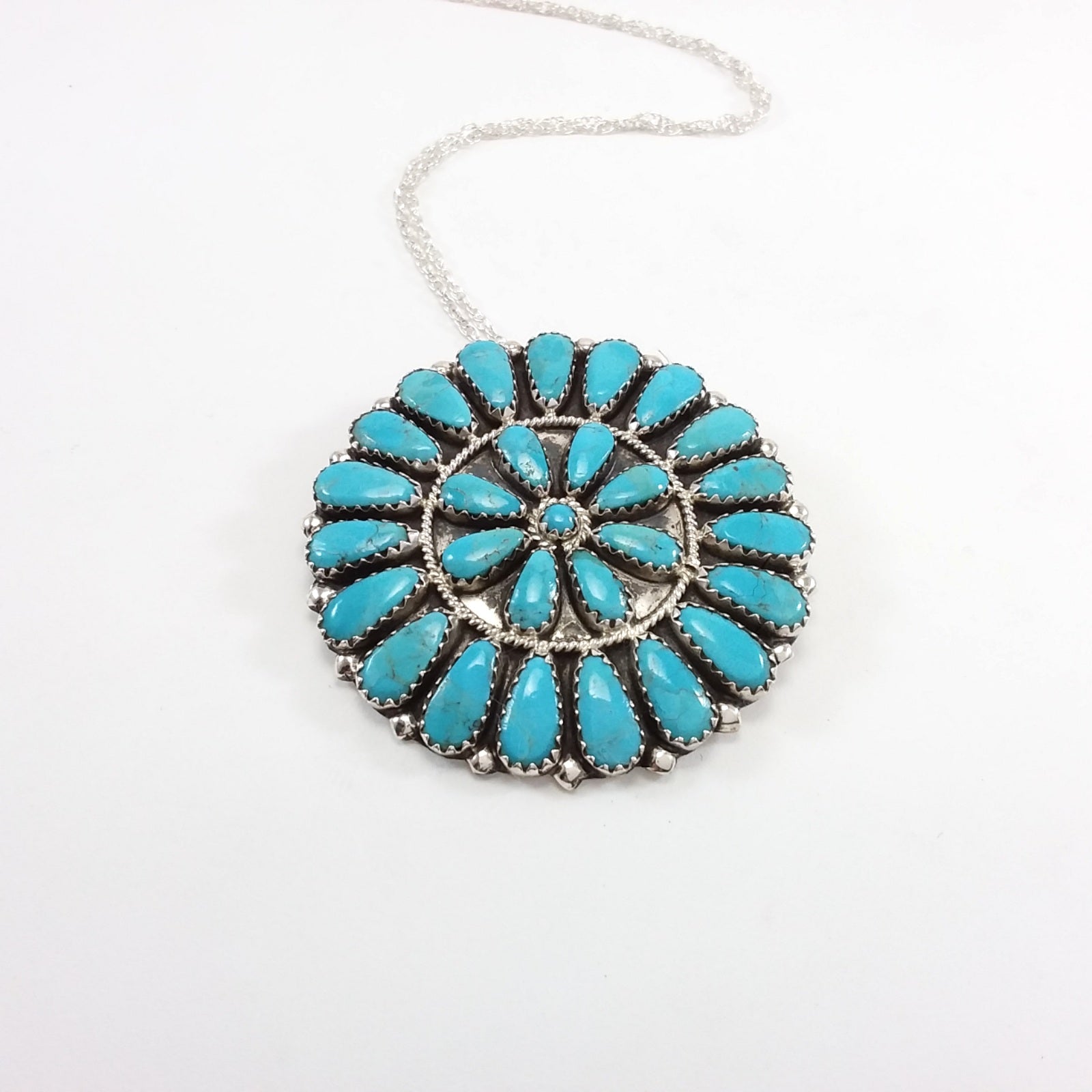 Zelda Begay turquoise sterling silver pin/pendant