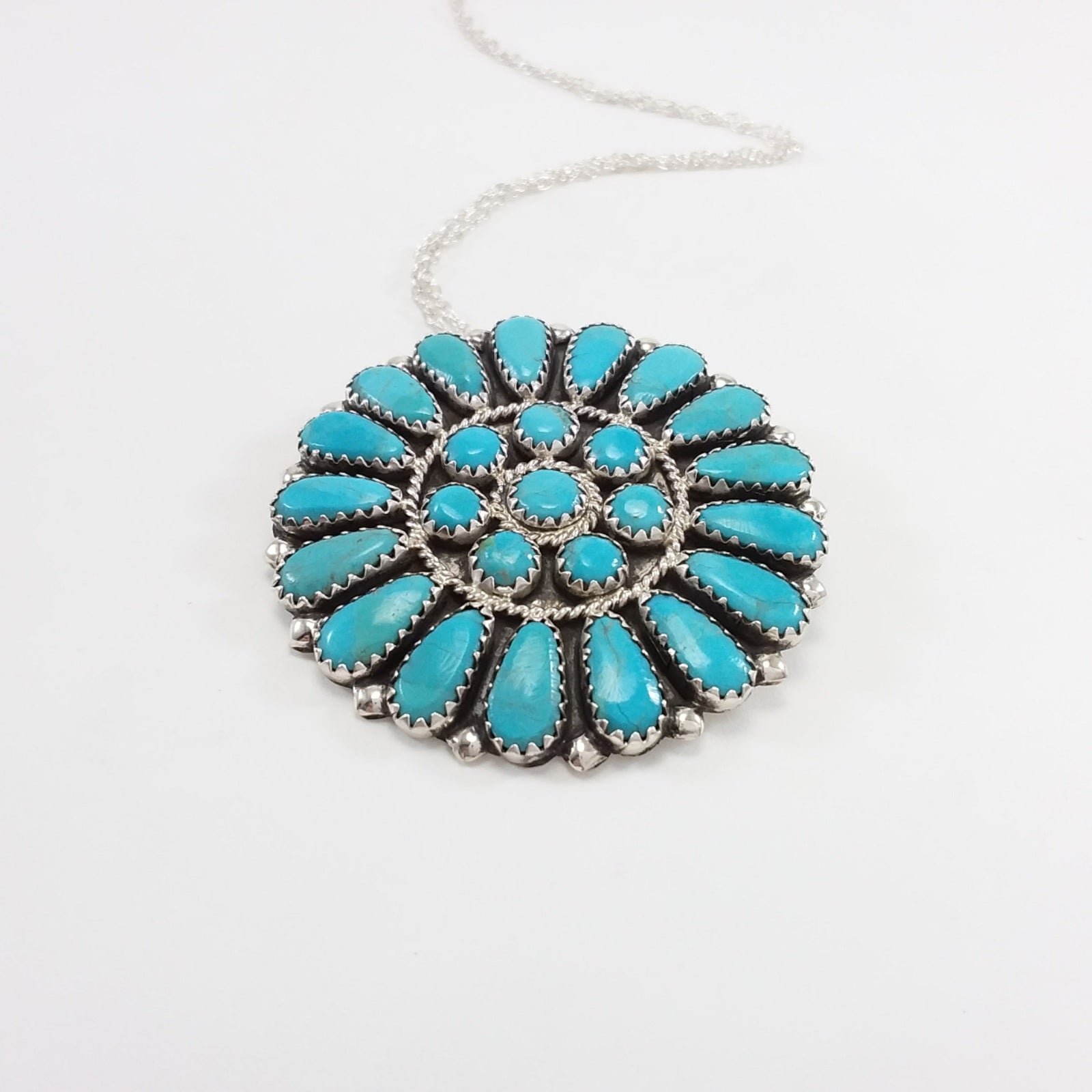 Zelda Begay turquoise sterling silver pin/pendant