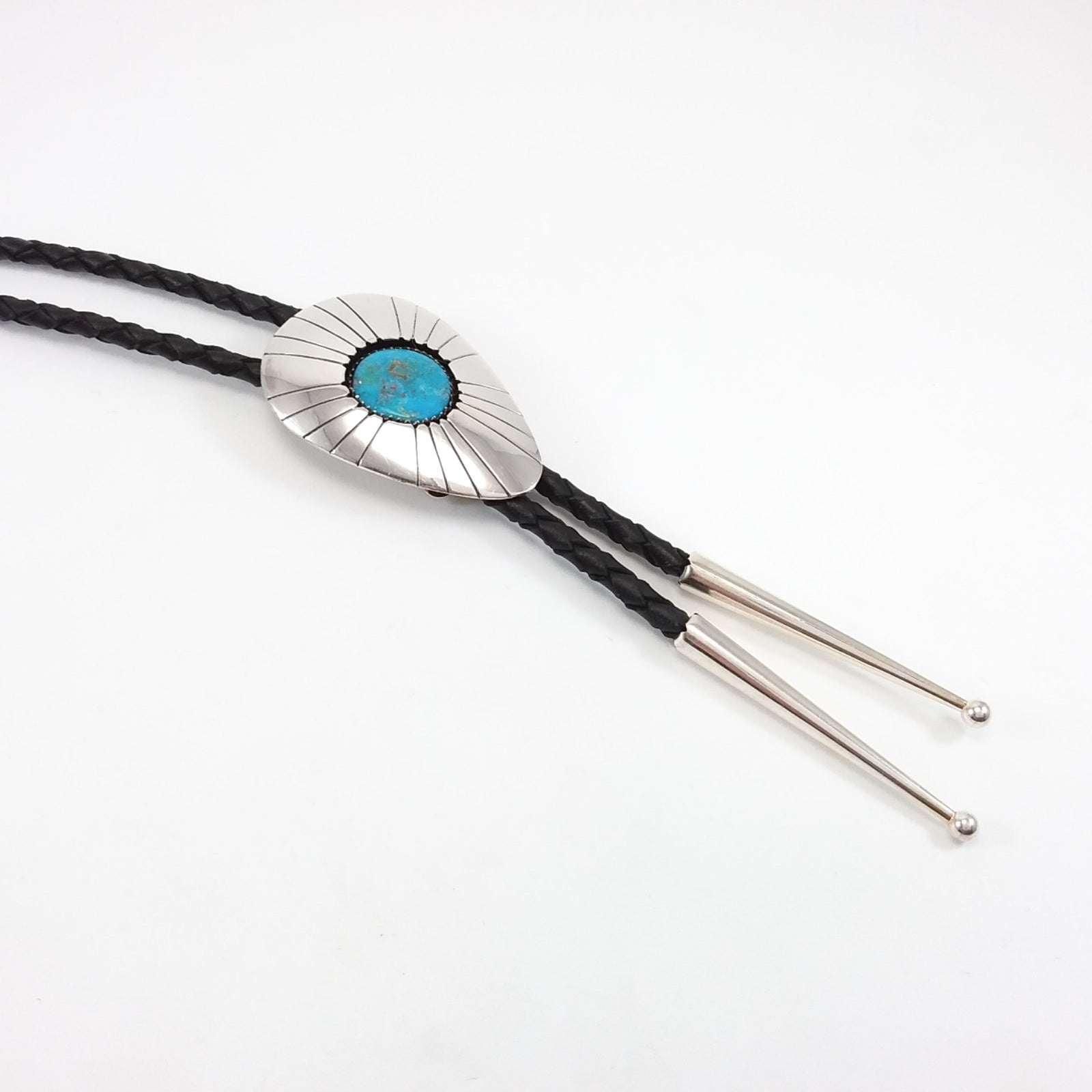 Navajo turquoise sterling silver bolo tie.