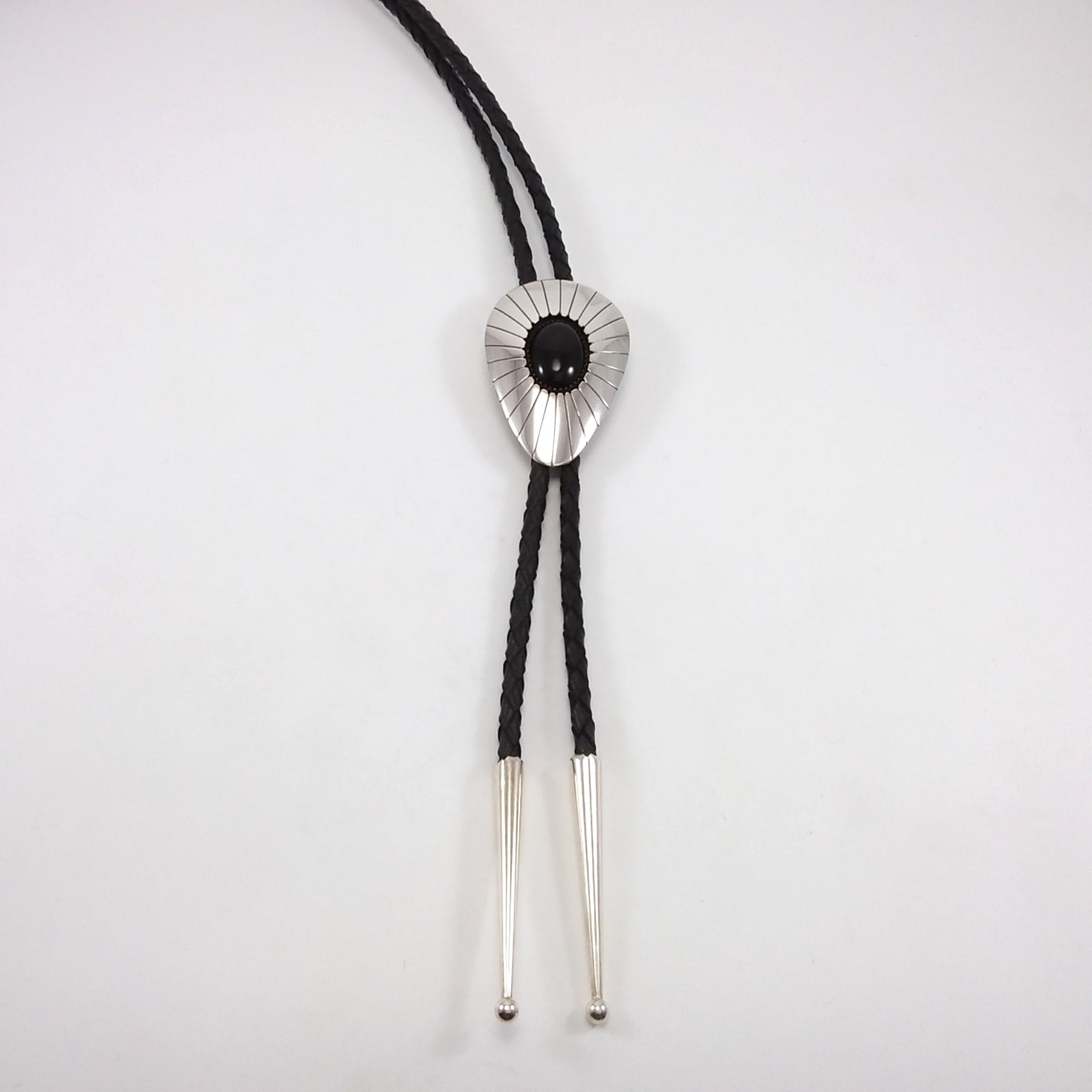 Navajo onyx sterling silver bolo.