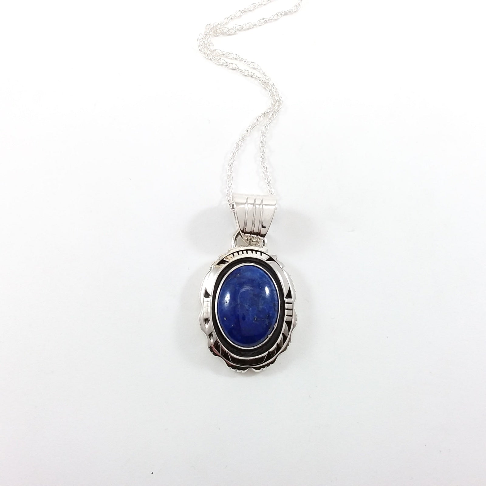 Navajo lapis sterling silver pendant.