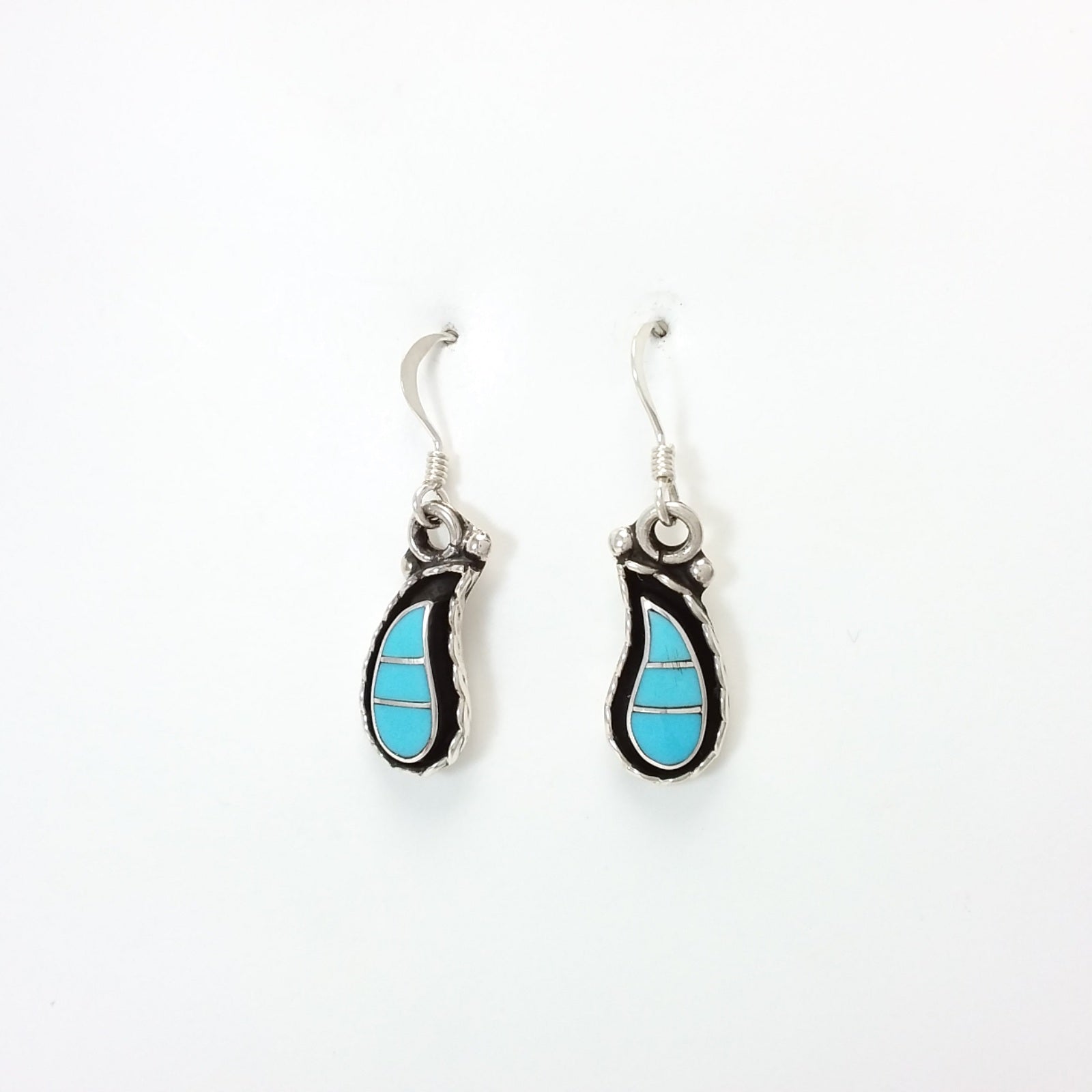 Faye Lowsayatee Zuni turquoise sterling silver earrings.