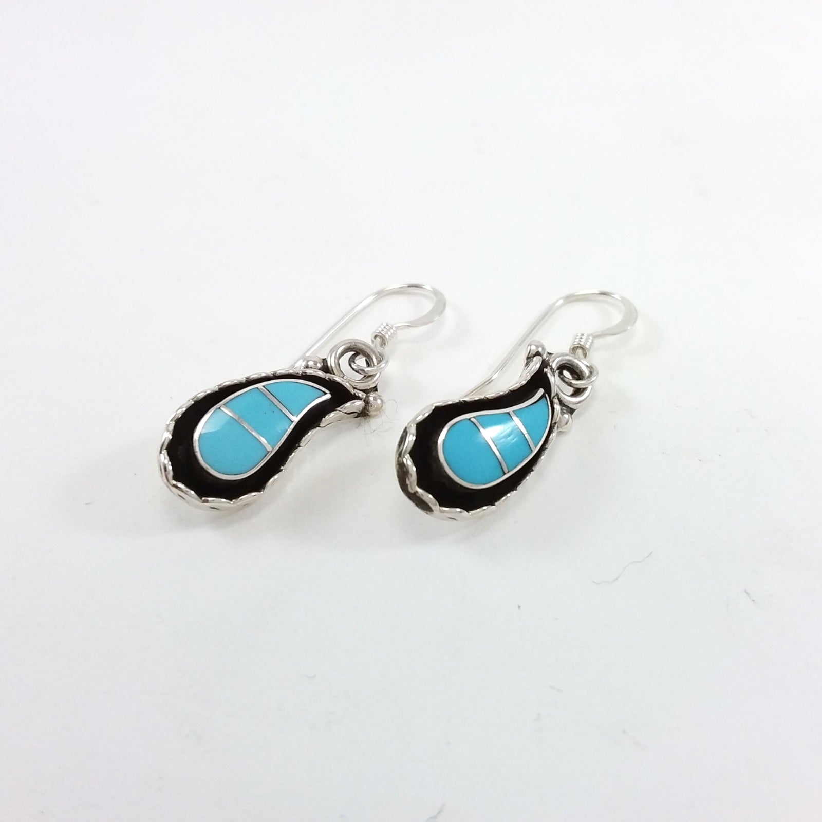 Faye Lowsayatee Zuni turquoise sterling silver earrings.