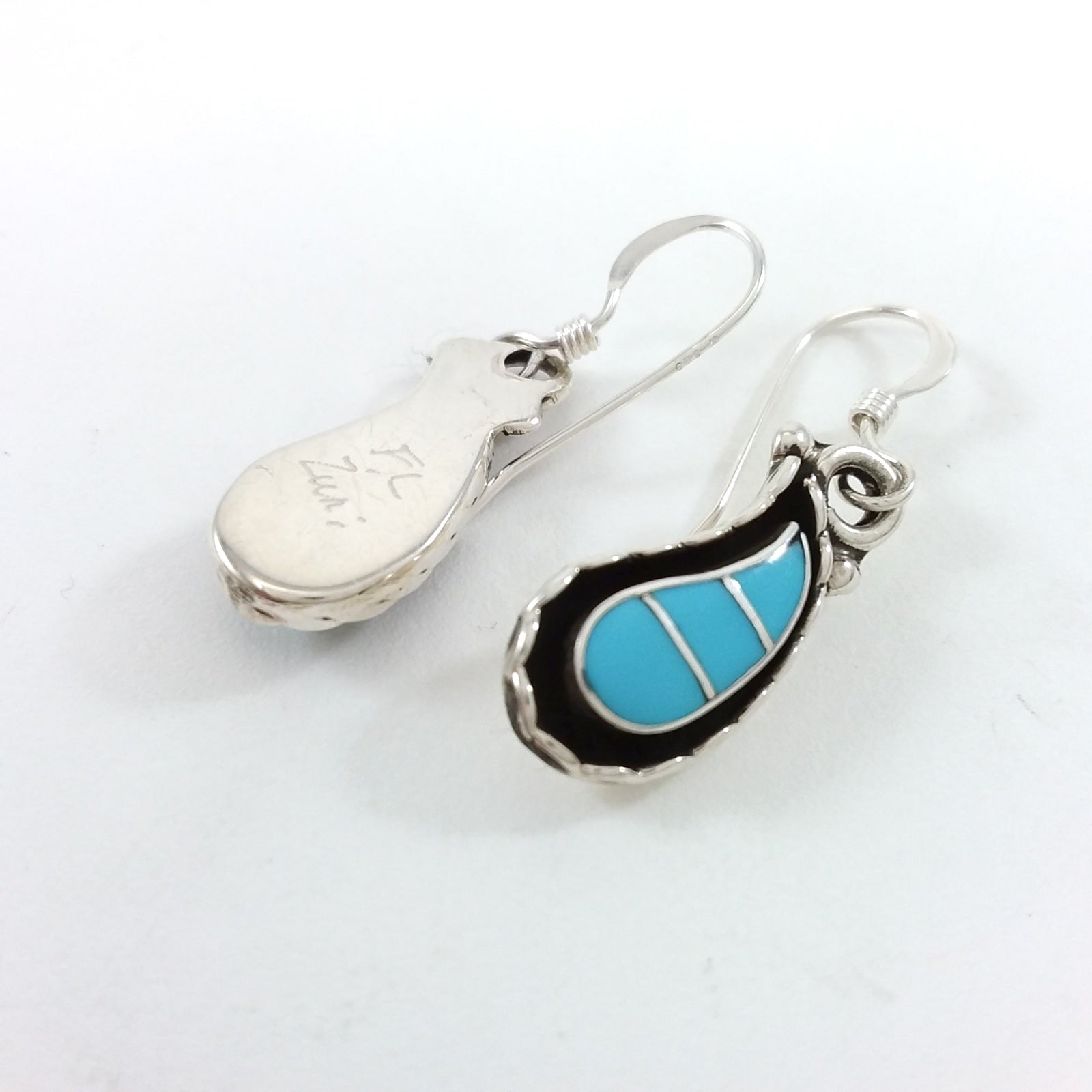 Faye Lowsayatee Zuni turquoise sterling silver earrings.