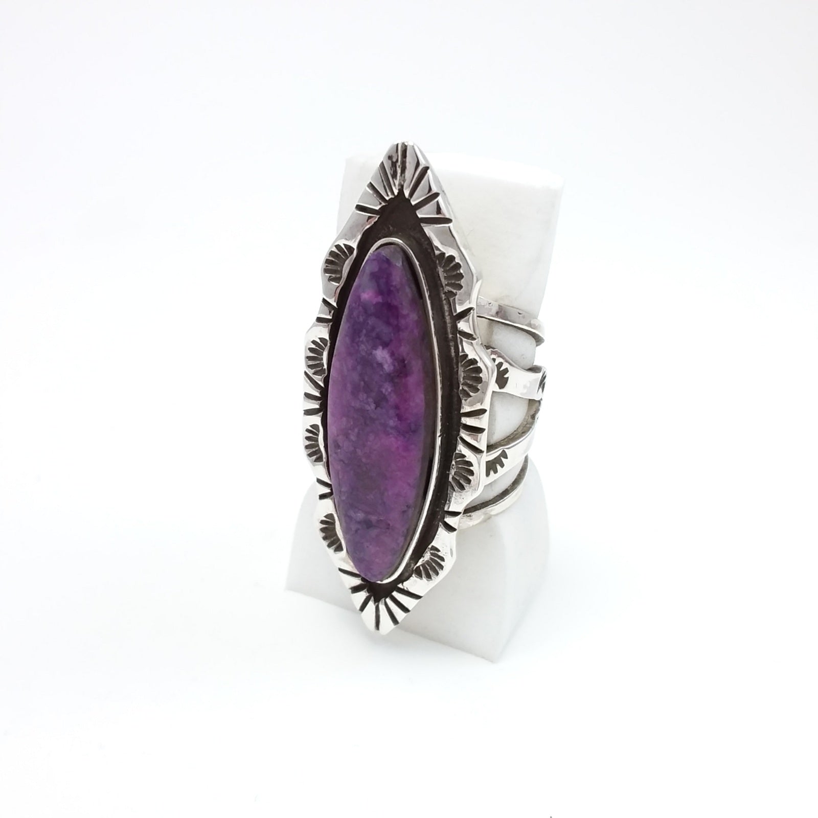 Merle House Jr. Navajo sugilite sterling silver ring.