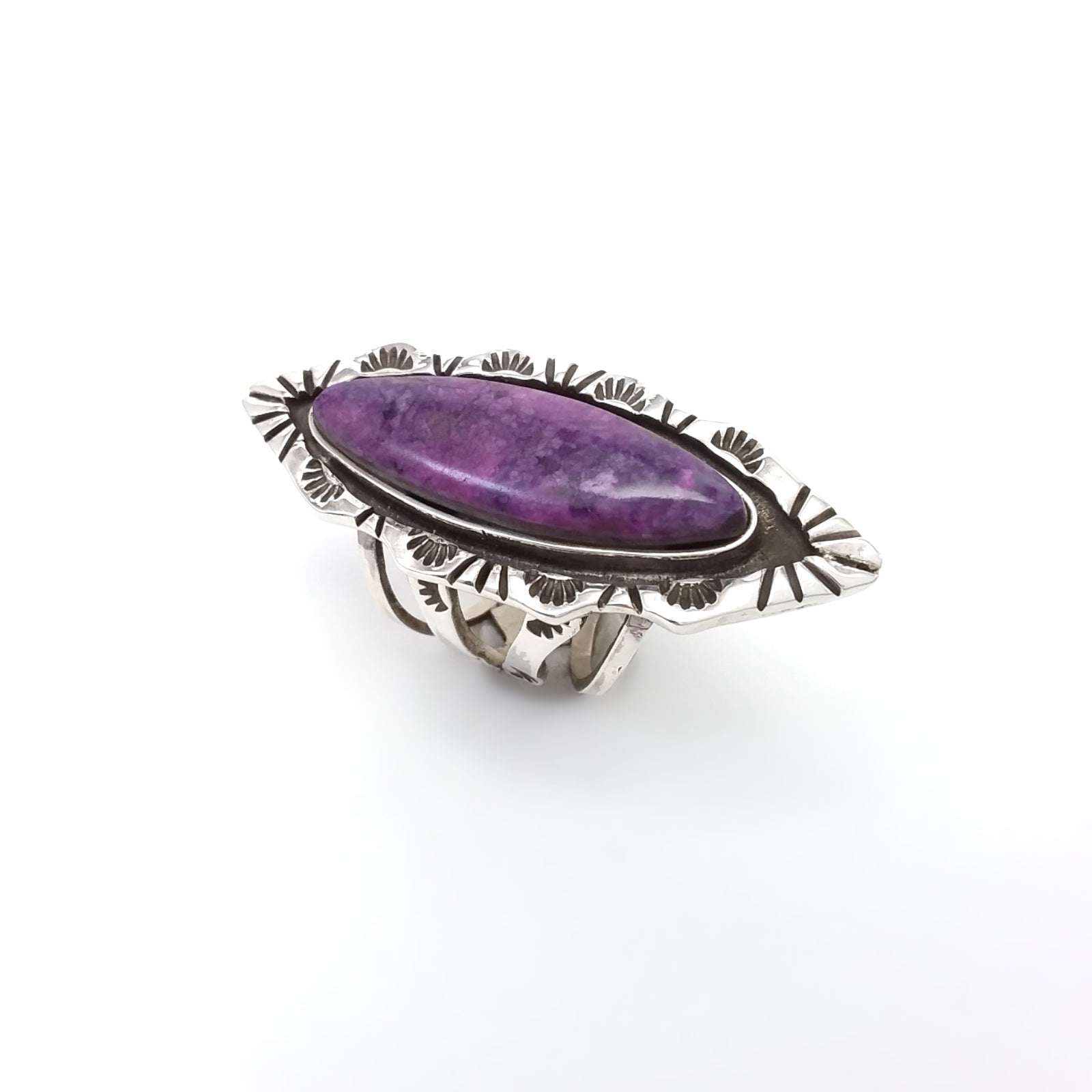 Merle House Jr. Navajo sugilite sterling silver ring.