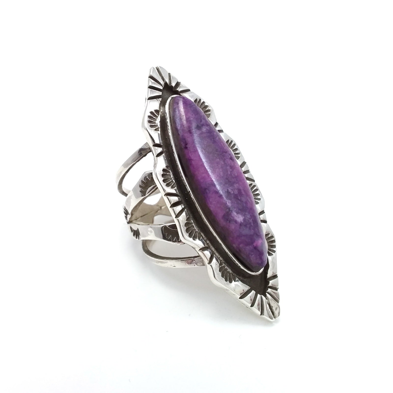 Merle House Jr. Navajo sugilite sterling silver ring.