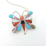 Kelly Frankie Zuni multi stone sterling silver butterfly pin/pendant.