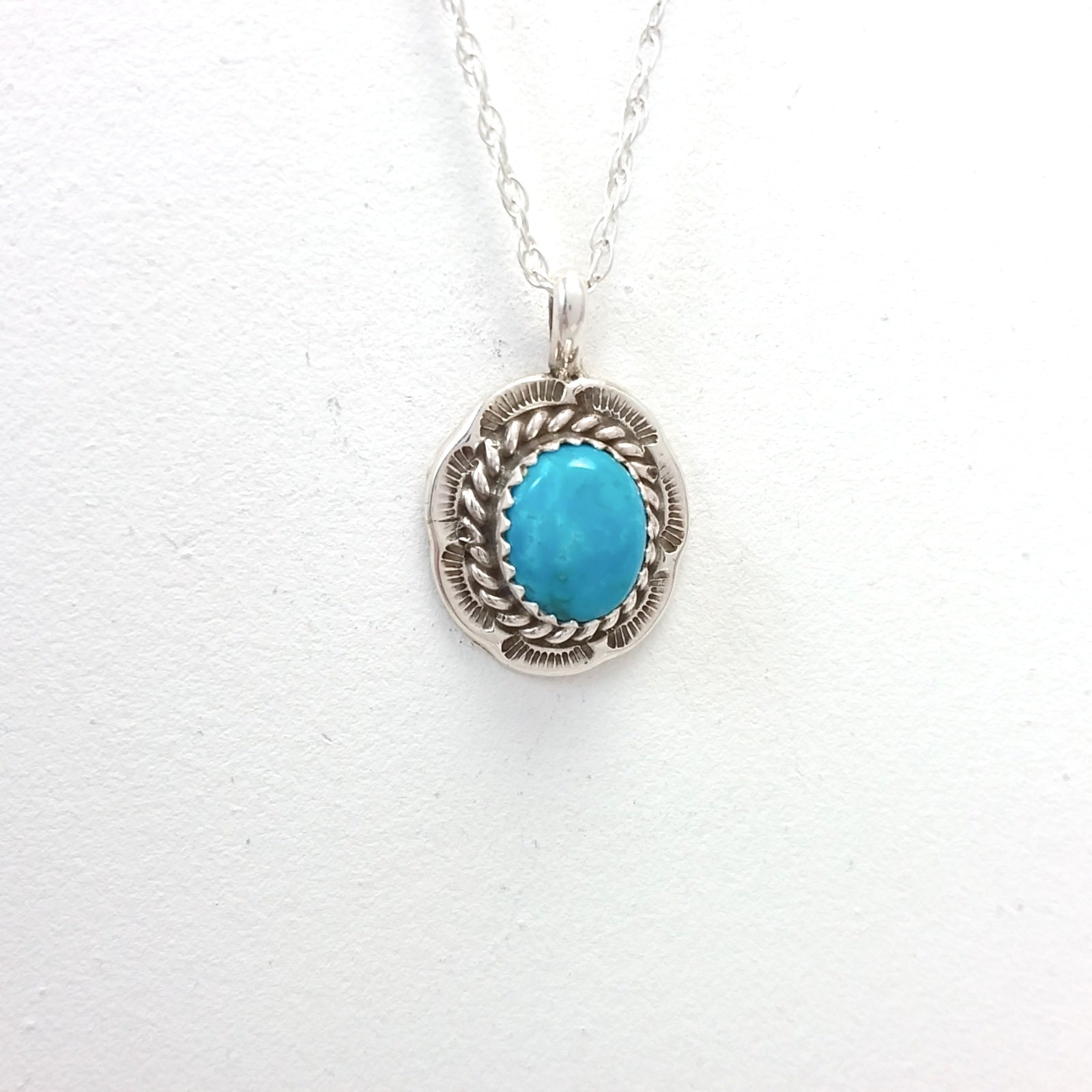 Freda Martinez turquoise sterling silver pendant.