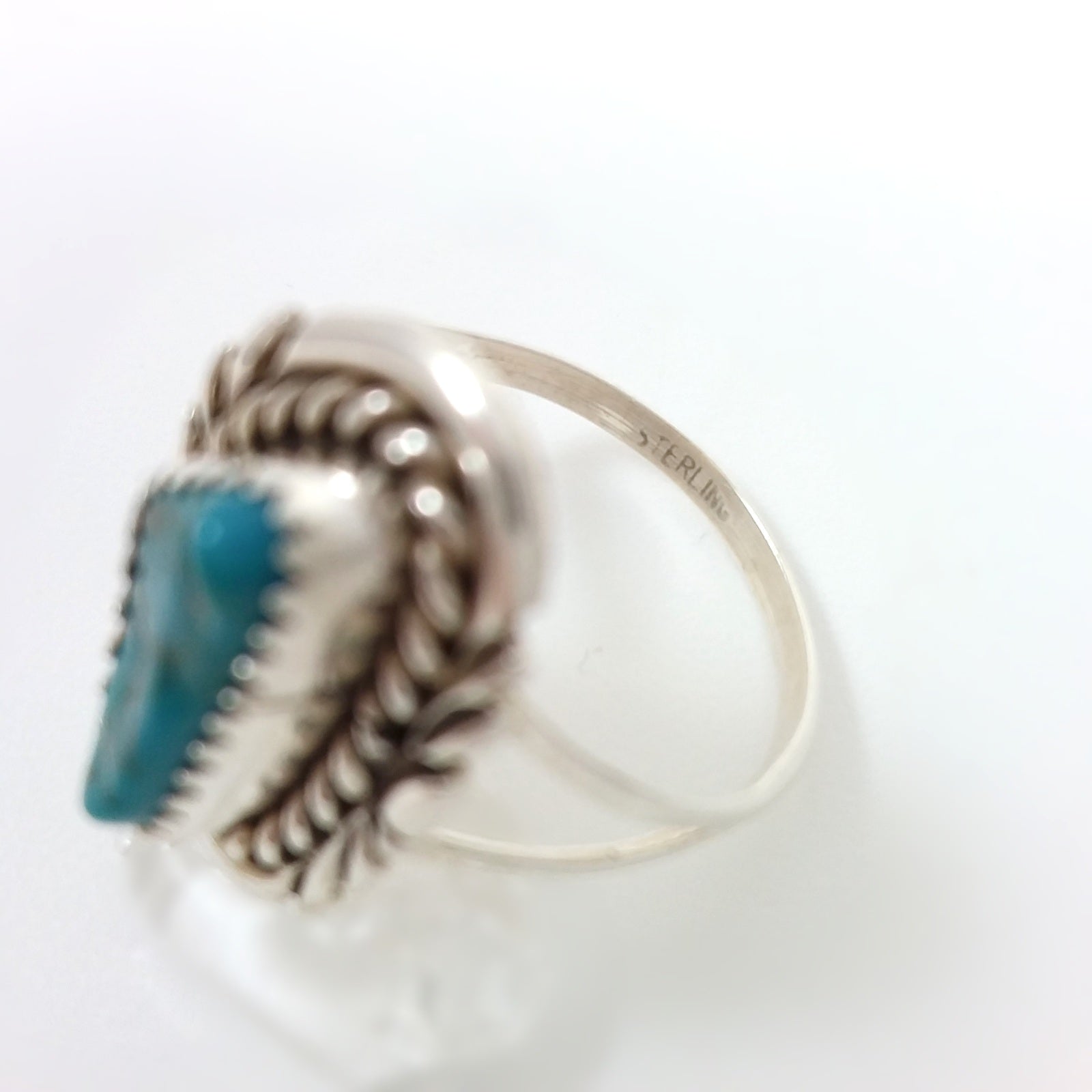 Navajo Turquoise Ring Small turquoise ring under 50, Native American Indian Jewelry 8.5, Sterling Silve