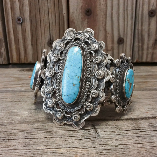 Wallace Yazzie Jr. turquoise sterling silver bracelet.