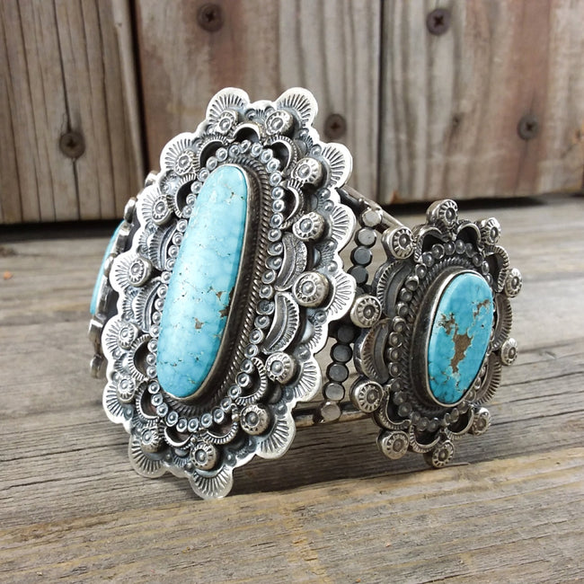 Wallace Yazzie Jr. turquoise sterling silver bracelet.