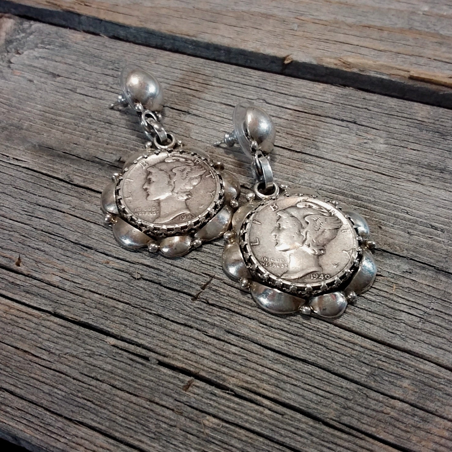 Clem Nalwood Navajo sterling silver necklace and earrings set, Vintage Coin Jewerly, Jewelry Sets