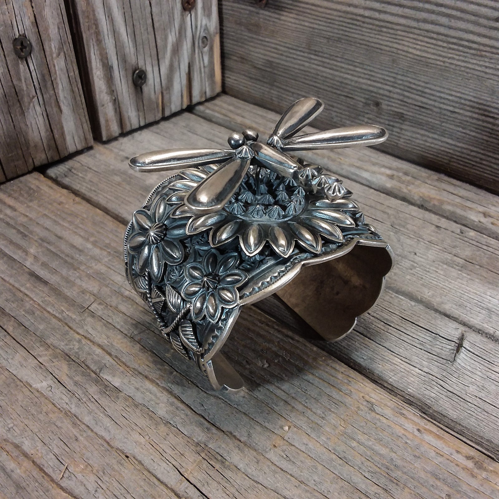 Dragon Fly Sterling Silver Cuff Donovan Cadman, Navajo, Native American Bracelet