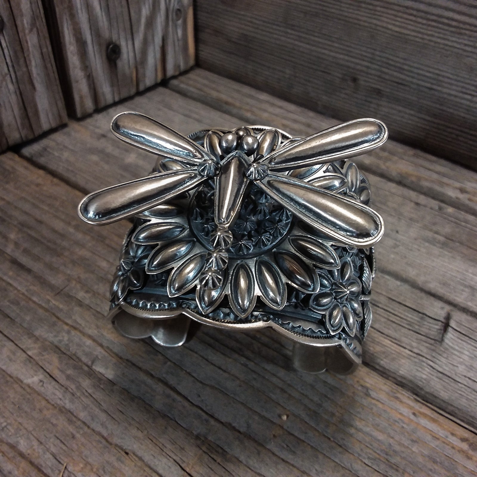 Dragon Fly Sterling Silver Cuff Donovan Cadman, Navajo, Native American Bracelet