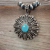 Jonathan Nez Turquoise Flower Pendant